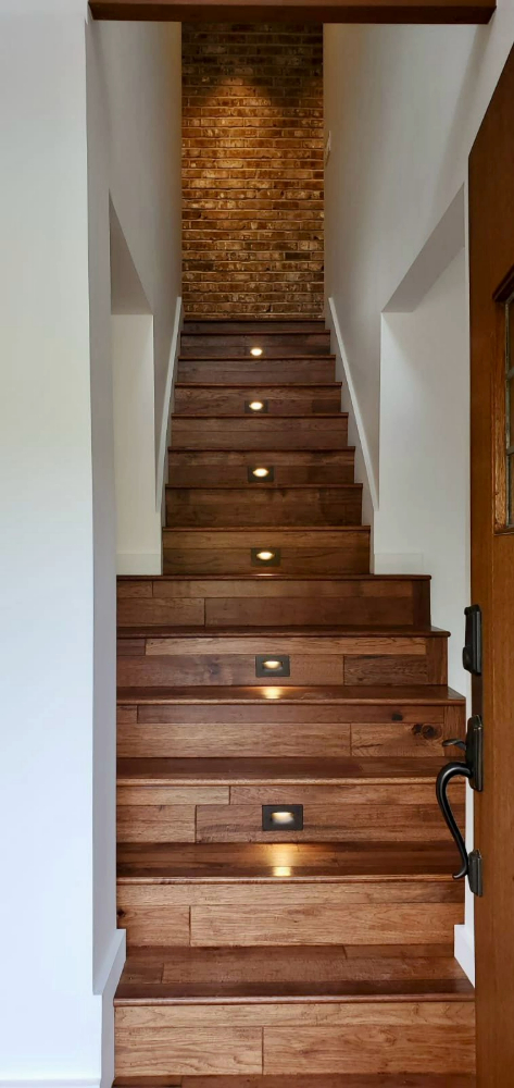 Custom Hardwood Stairs with Built In Lighting